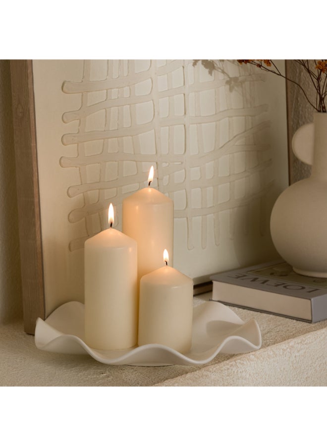 Home Box Luna Unscented Pillar Candle Set - Cream - 3 Pieces - Image 4